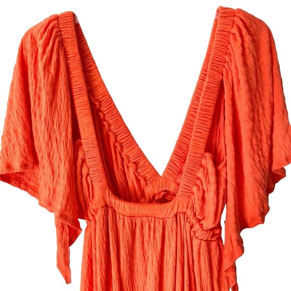 Free People NWTs La La Maxi Dress Orange size large - Picture 5 of 8